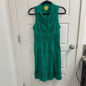 Maeve Swiss Dot Shirtdress Size 4 Green Lace Crochet Dress Anthropologie Pockets